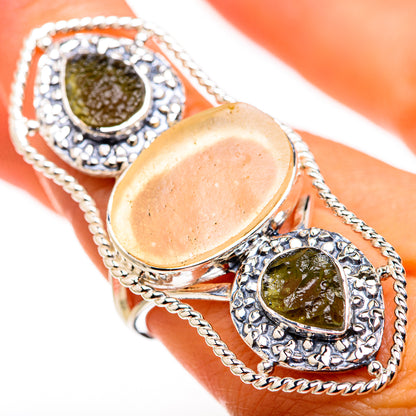 Rainbow Moonstone Rings handcrafted by Ana Silver Co - RING127191
