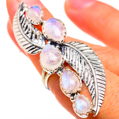 Rainbow Moonstone Rings handcrafted by Ana Silver Co - RING127196