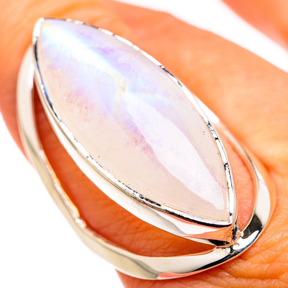 Rainbow Moonstone Rings handcrafted by Ana Silver Co - RING127198
