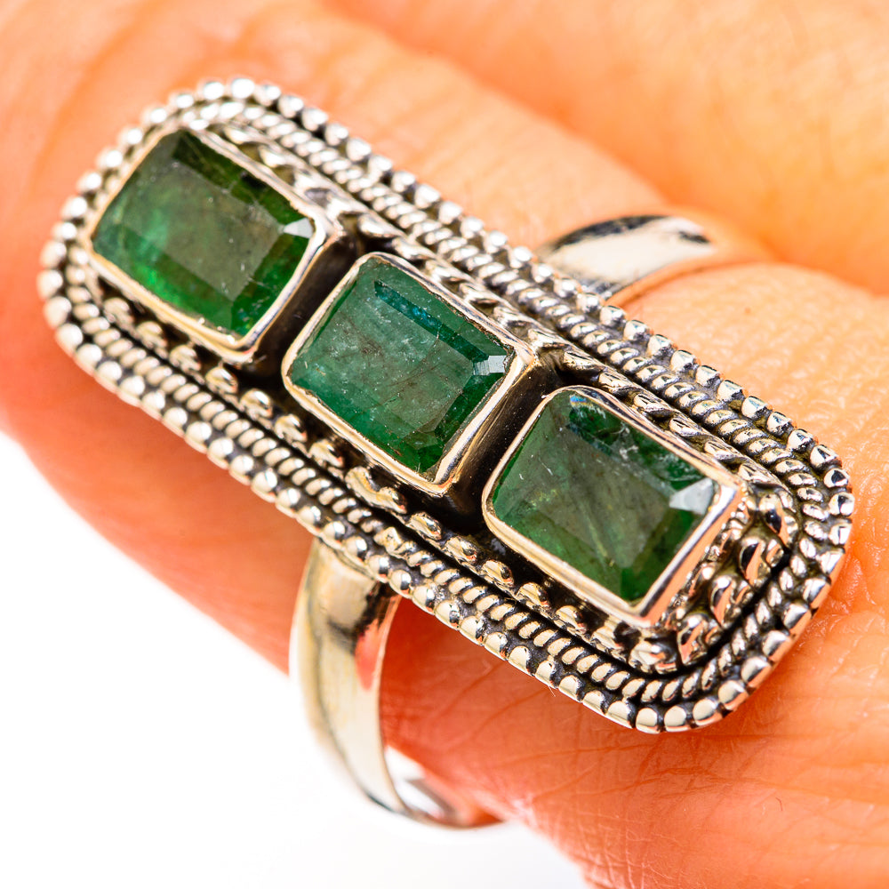 Zambian Emerald Rings handcrafted by Ana Silver Co - RING127209