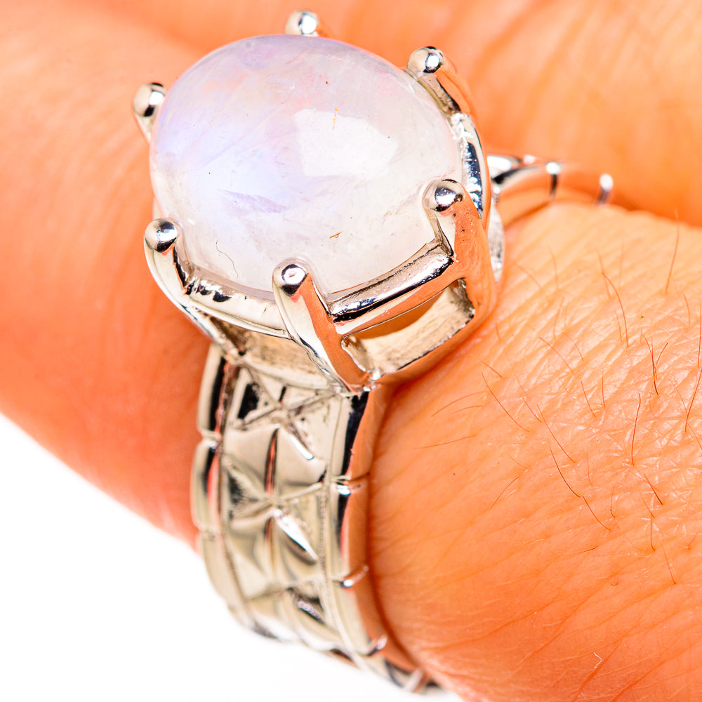 Rainbow Moonstone Rings handcrafted by Ana Silver Co - RING127220