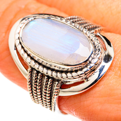 Rainbow Moonstone Rings handcrafted by Ana Silver Co - RING127221