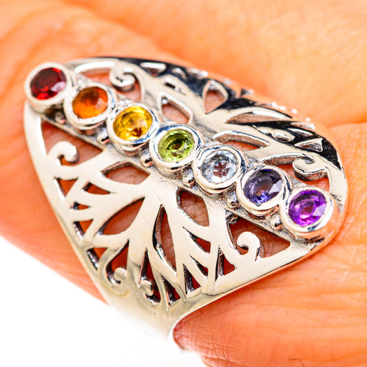 Multi-Stone Rainbow Chakra Rings handcrafted by Ana Silver Co - RING127224