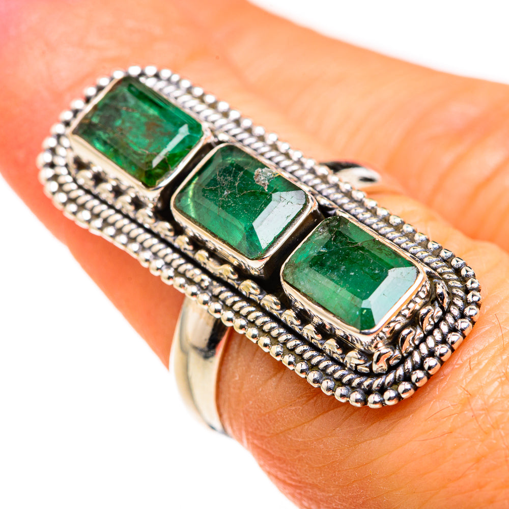 Zambian Emerald Rings handcrafted by Ana Silver Co - RING127235