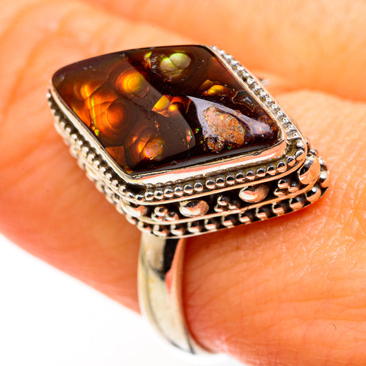 Mexican Fire Agate Rings handcrafted by Ana Silver Co - RING127238
