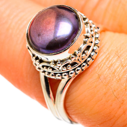 Titanium Cultured Pearl Rings handcrafted by Ana Silver Co - RING127243