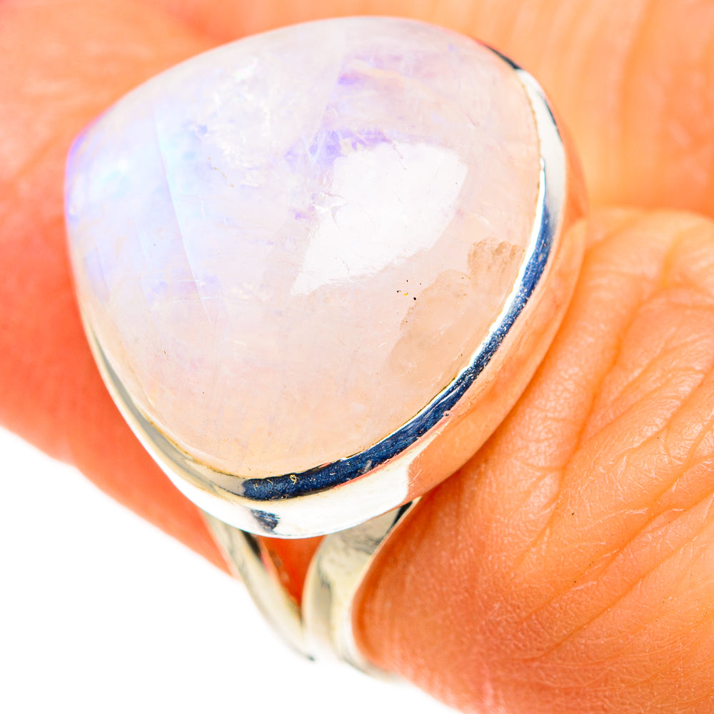 Rainbow Moonstone Rings handcrafted by Ana Silver Co - RING127247