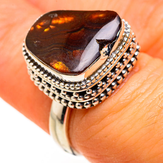 Mexican Fire Agate Rings handcrafted by Ana Silver Co - RING127261