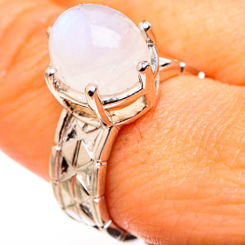 Rainbow Moonstone Rings handcrafted by Ana Silver Co - RING127266