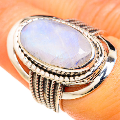 Rainbow Moonstone Rings handcrafted by Ana Silver Co - RING127267
