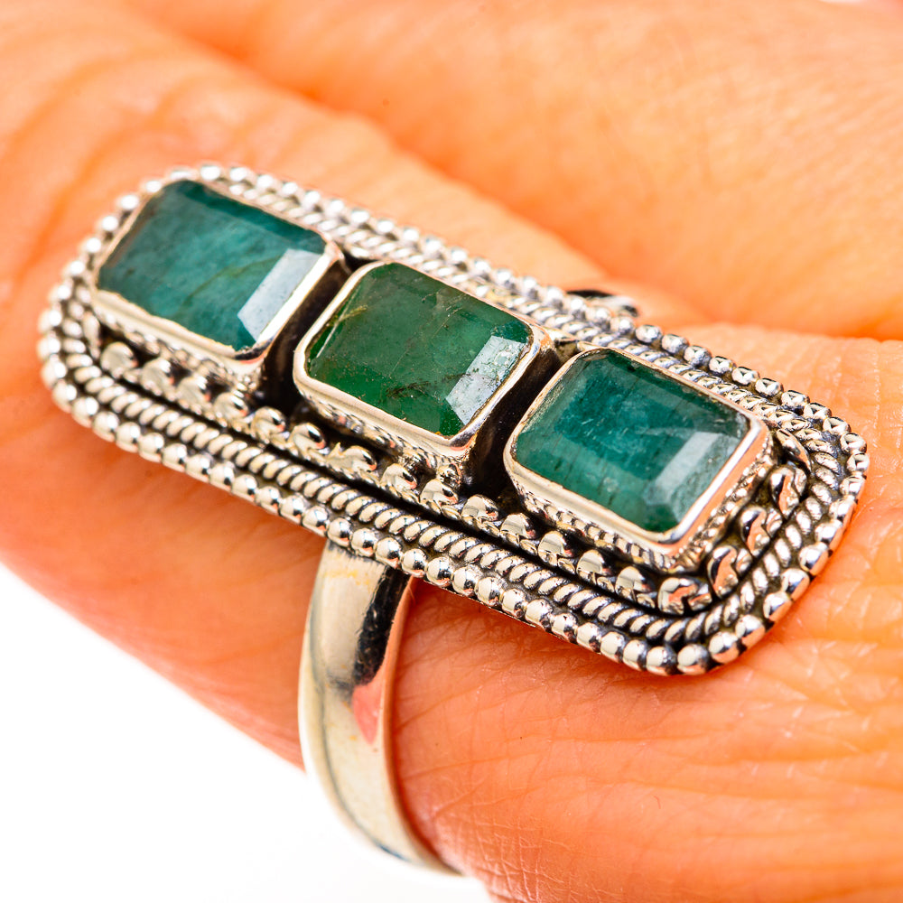 Zambian Emerald Rings handcrafted by Ana Silver Co - RING127277