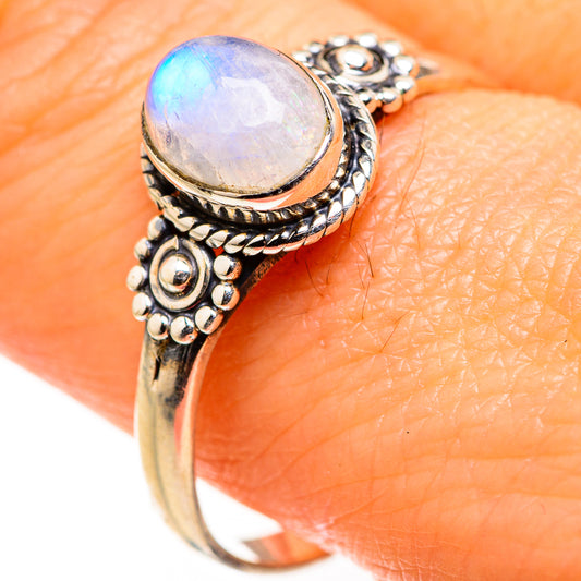 Rainbow Moonstone Rings handcrafted by Ana Silver Co - RING127283