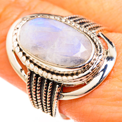 Rainbow Moonstone Rings handcrafted by Ana Silver Co - RING127284