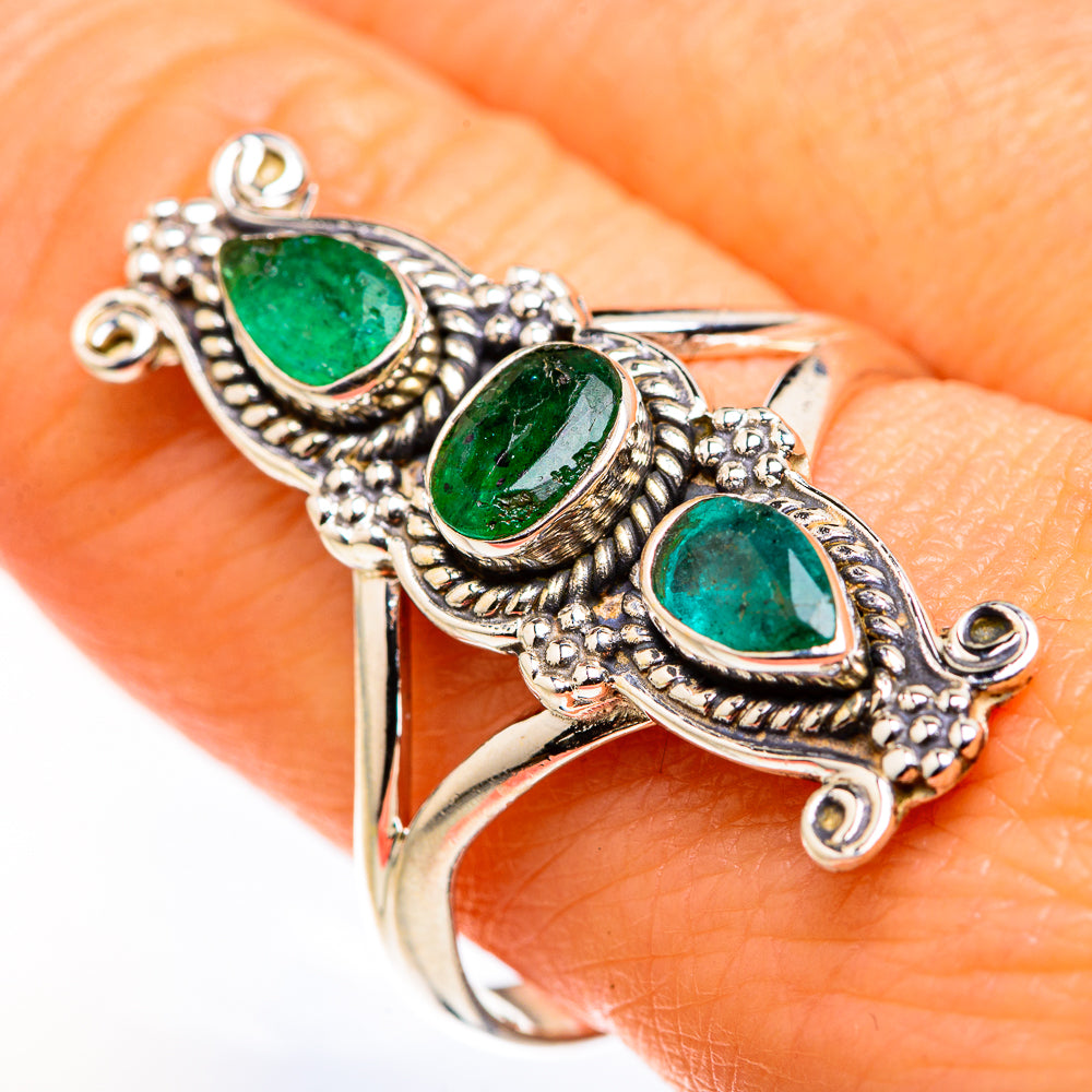 Zambian Emerald Rings handcrafted by Ana Silver Co - RING127297