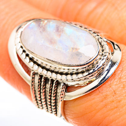 Rainbow Moonstone Rings handcrafted by Ana Silver Co - RING127302
