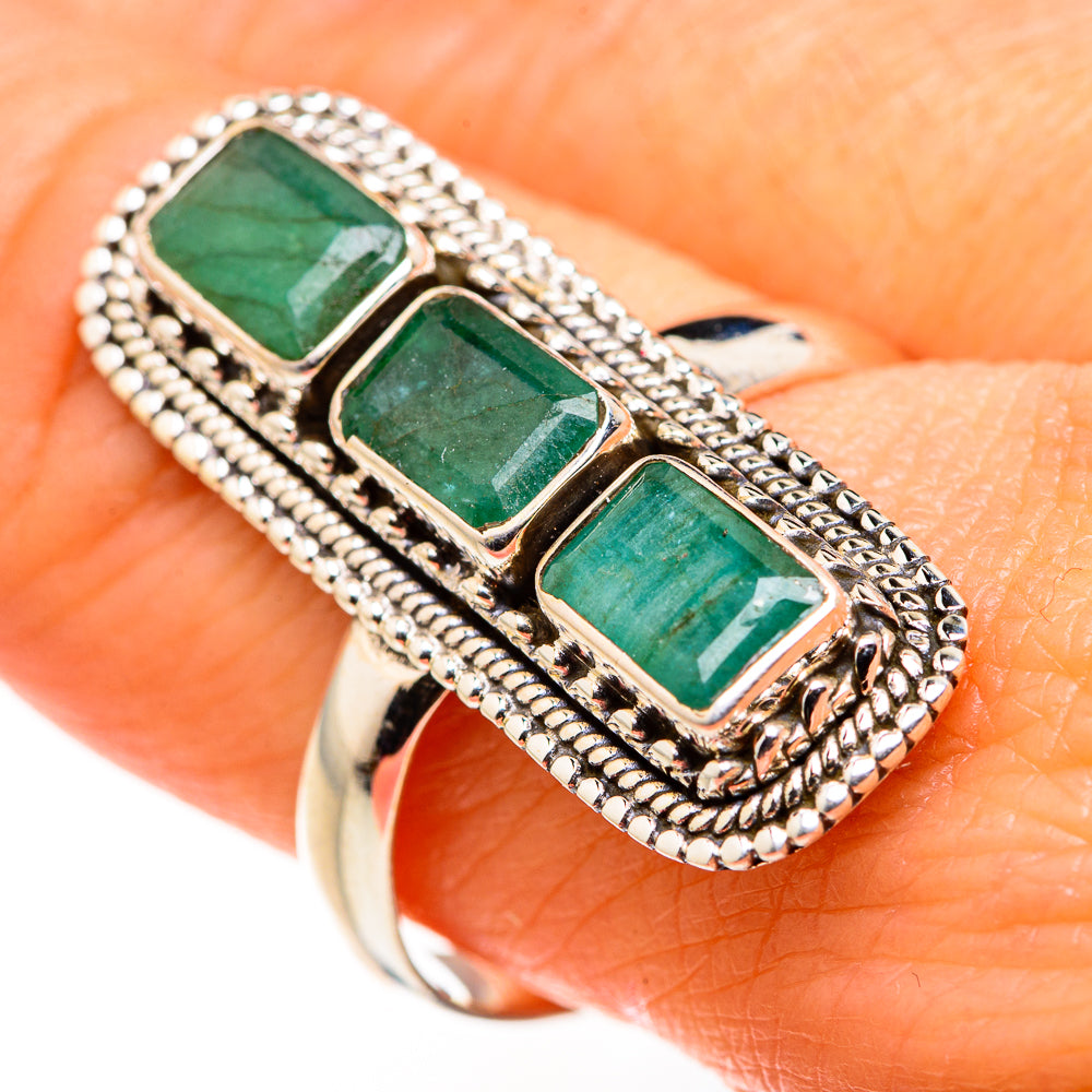 Zambian Emerald Rings handcrafted by Ana Silver Co - RING127315