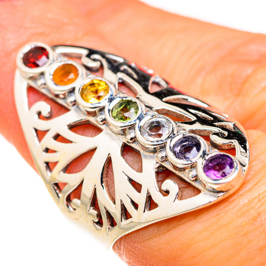 Multi-Stone Rainbow Chakra Rings handcrafted by Ana Silver Co - RING127322