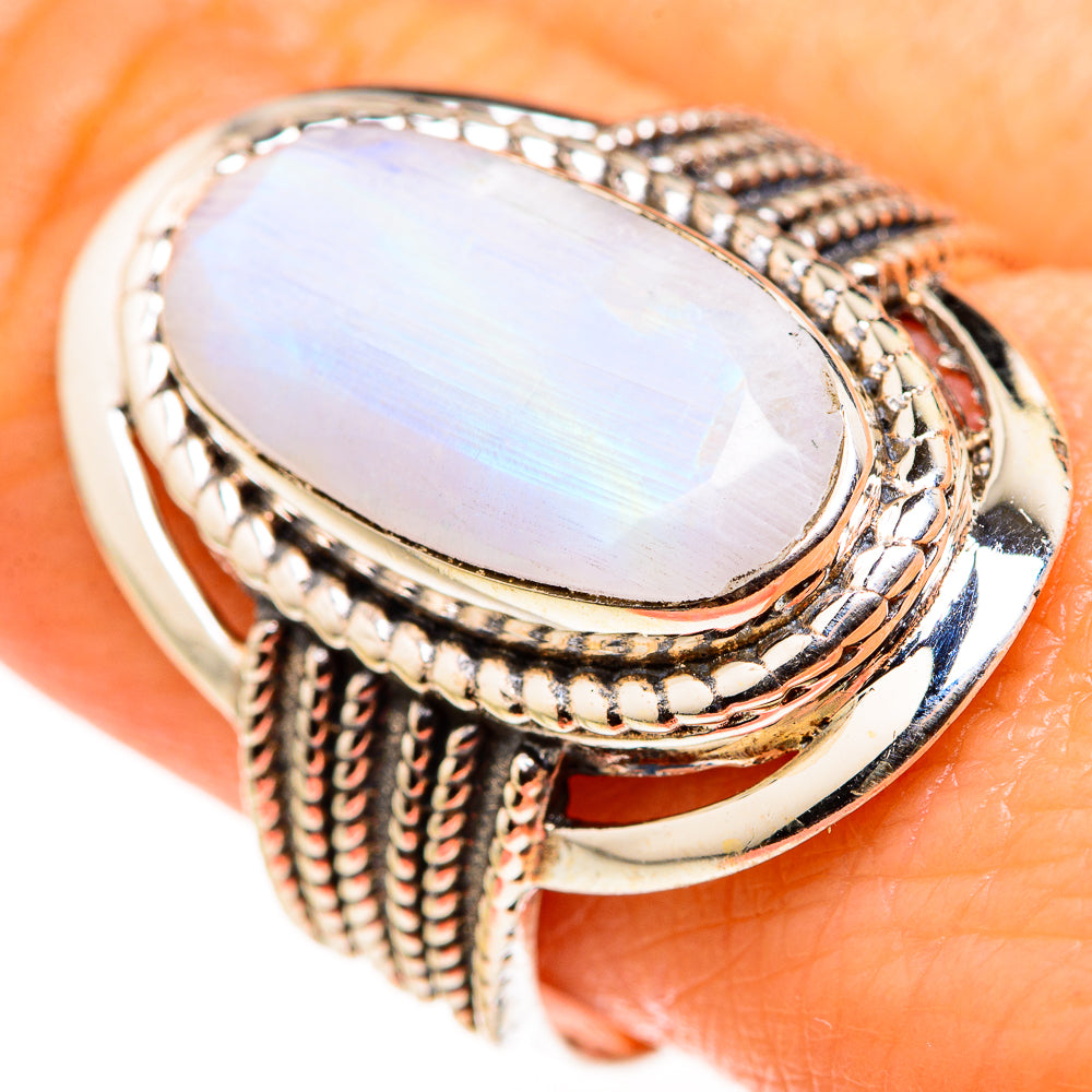 Rainbow Moonstone Rings handcrafted by Ana Silver Co - RING127347