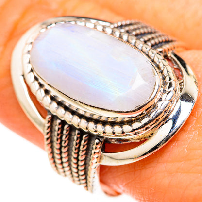 Rainbow Moonstone Rings handcrafted by Ana Silver Co - RING127347
