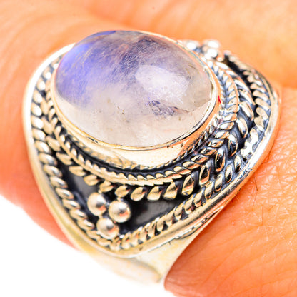 Rainbow Moonstone Rings handcrafted by Ana Silver Co - RING127348