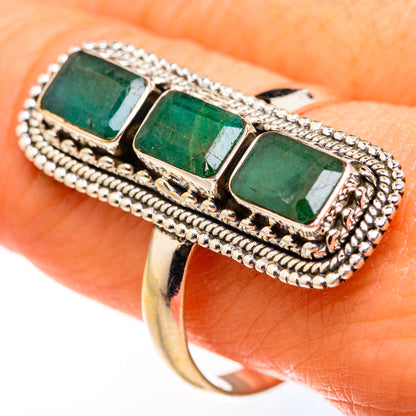 Zambian Emerald Rings handcrafted by Ana Silver Co - RING127367