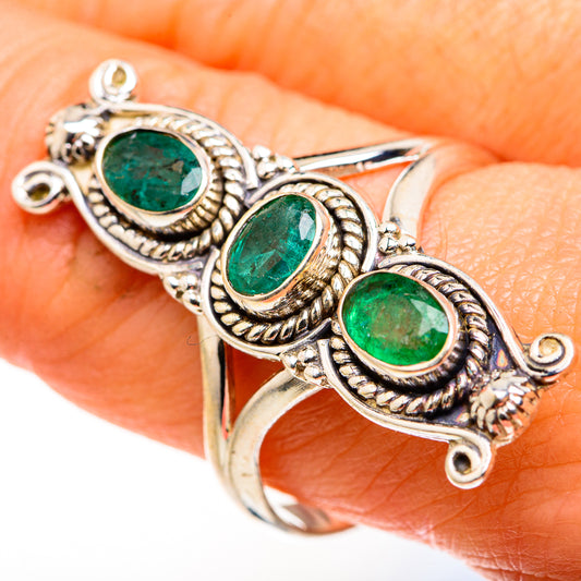 Zambian Emerald Rings handcrafted by Ana Silver Co - RING127368