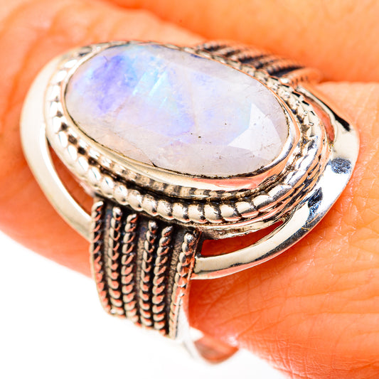 Rainbow Moonstone Rings handcrafted by Ana Silver Co - RING127369