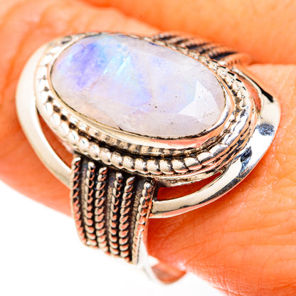 Rainbow Moonstone Rings handcrafted by Ana Silver Co - RING127369