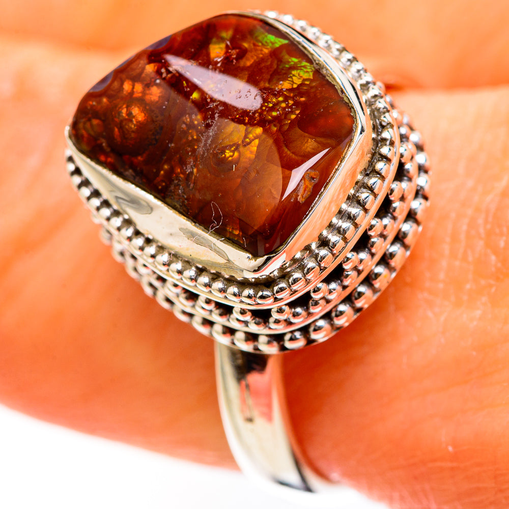 Mexican Fire Agate Rings handcrafted by Ana Silver Co - RING127416