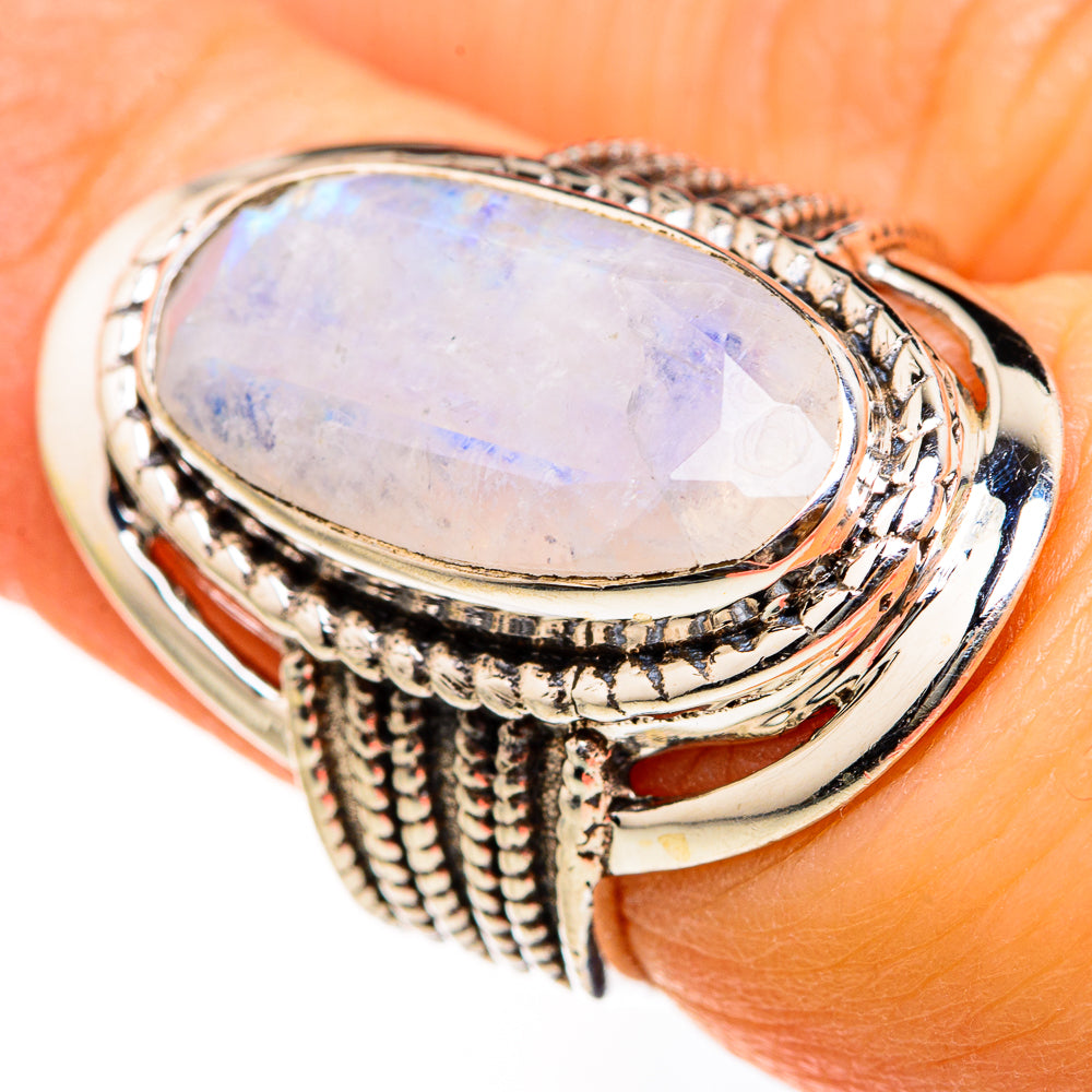 Rainbow Moonstone Rings handcrafted by Ana Silver Co - RING127420