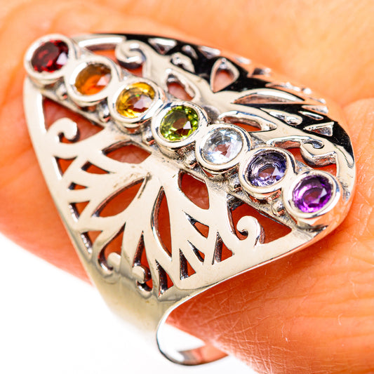 Multi-Stone Rainbow Chakra Rings handcrafted by Ana Silver Co - RING127421