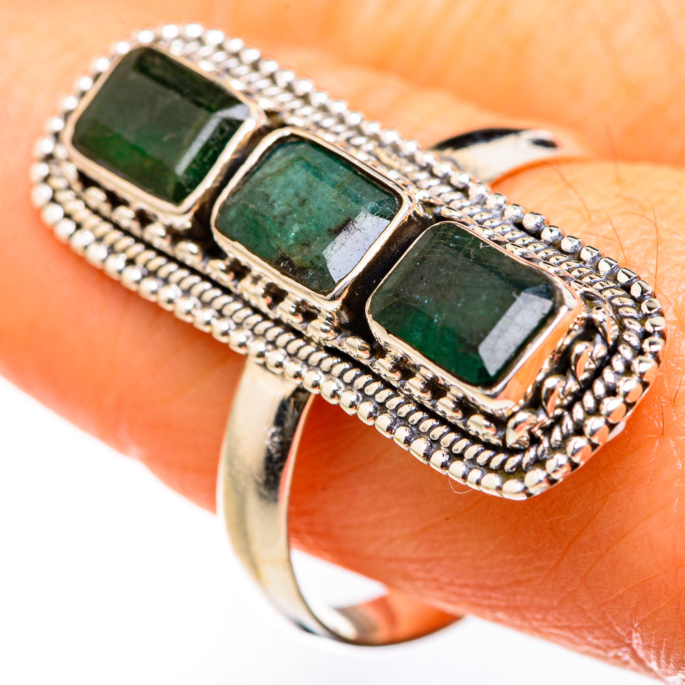 Zambian Emerald Rings handcrafted by Ana Silver Co - RING127431
