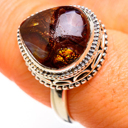 Mexican Fire Agate Rings handcrafted by Ana Silver Co - RING127433