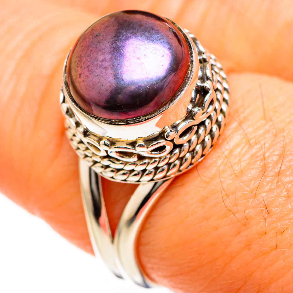 Titanium Pearl Rings handcrafted by Ana Silver Co - RING127437