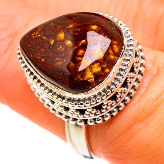 Mexican Fire Agate Rings handcrafted by Ana Silver Co - RING127452