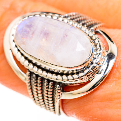 Rainbow Moonstone Rings handcrafted by Ana Silver Co - RING127455