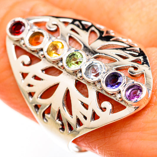 Multi-Stone Rainbow Chakra Rings handcrafted by Ana Silver Co - RING127456