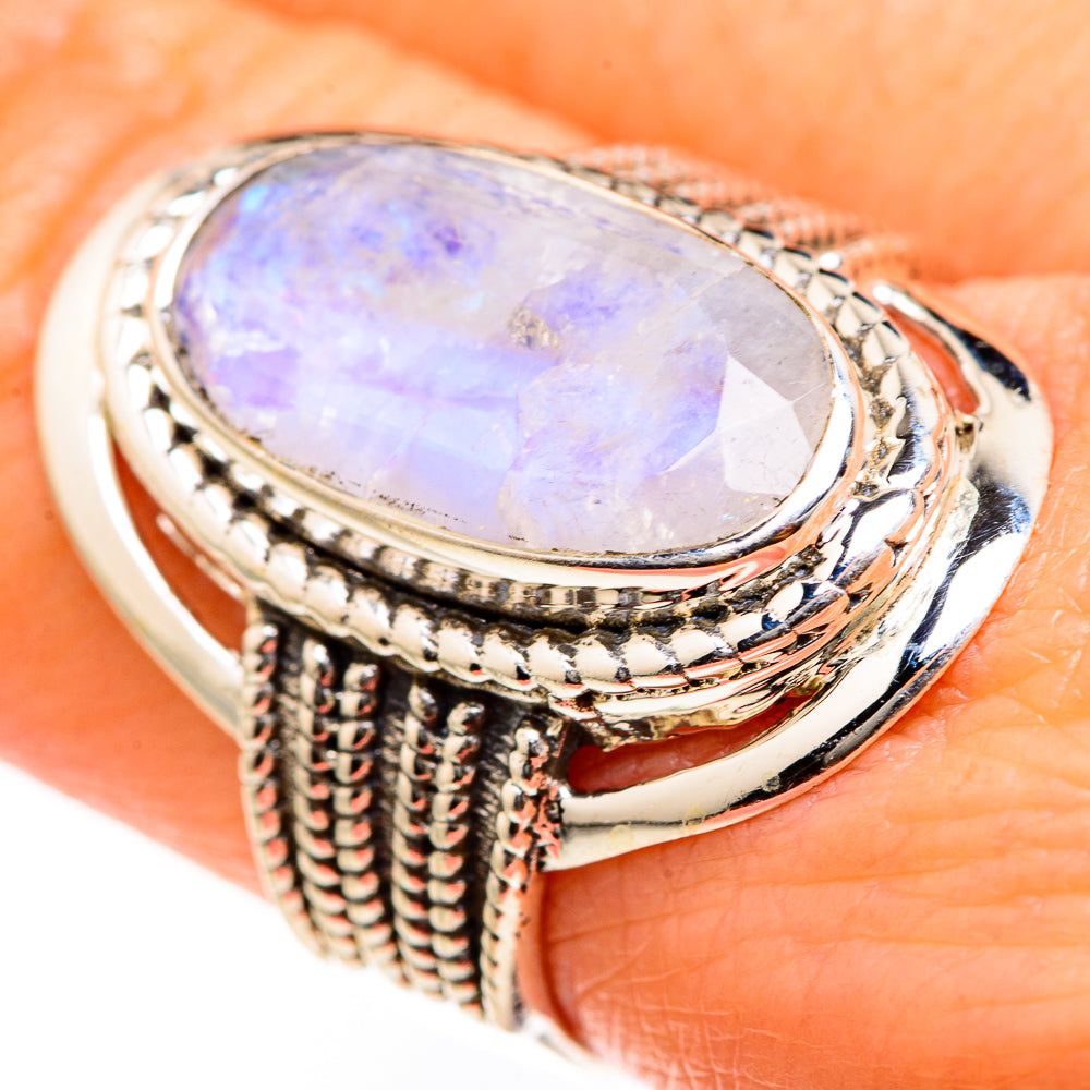 Rainbow Moonstone Rings handcrafted by Ana Silver Co - RING127472