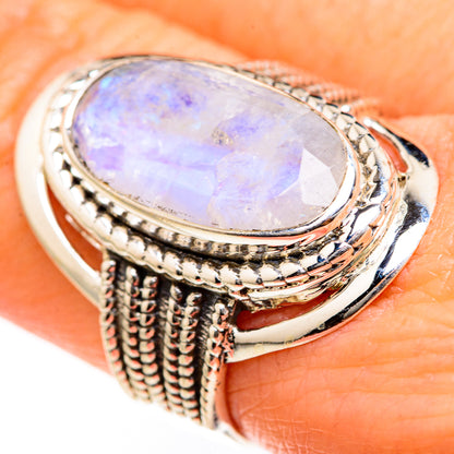 Rainbow Moonstone Rings handcrafted by Ana Silver Co - RING127472