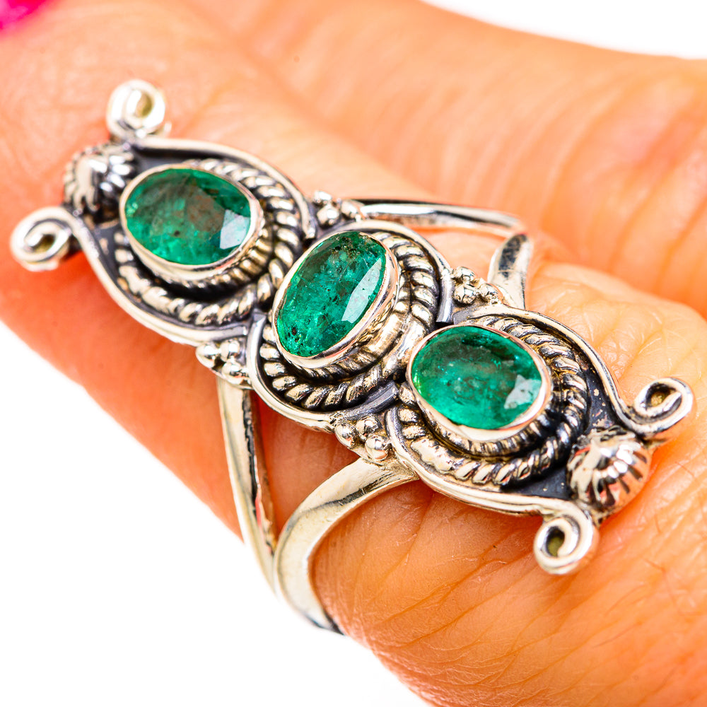 Zambian Emerald Rings handcrafted by Ana Silver Co - RING127479