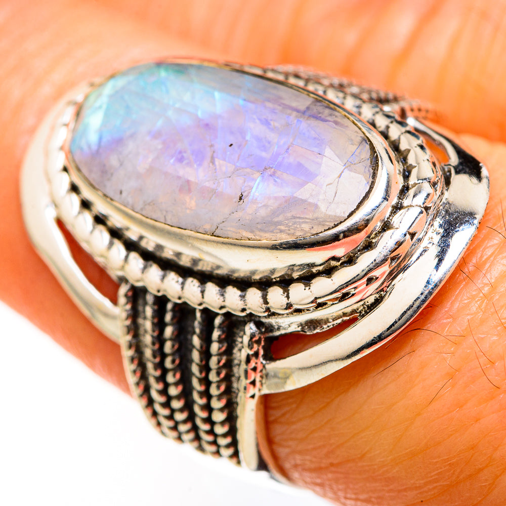 Rainbow Moonstone Rings handcrafted by Ana Silver Co - RING127497