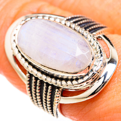 Rainbow Moonstone Rings handcrafted by Ana Silver Co - RING127511