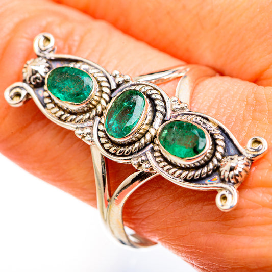 Zambian Emerald Rings handcrafted by Ana Silver Co - RING127523