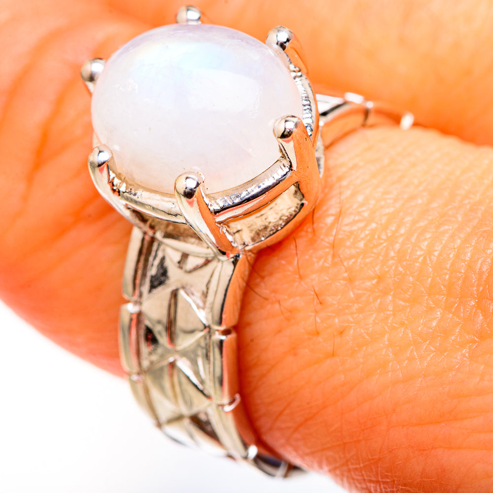 Rainbow Moonstone Rings handcrafted by Ana Silver Co - RING127526