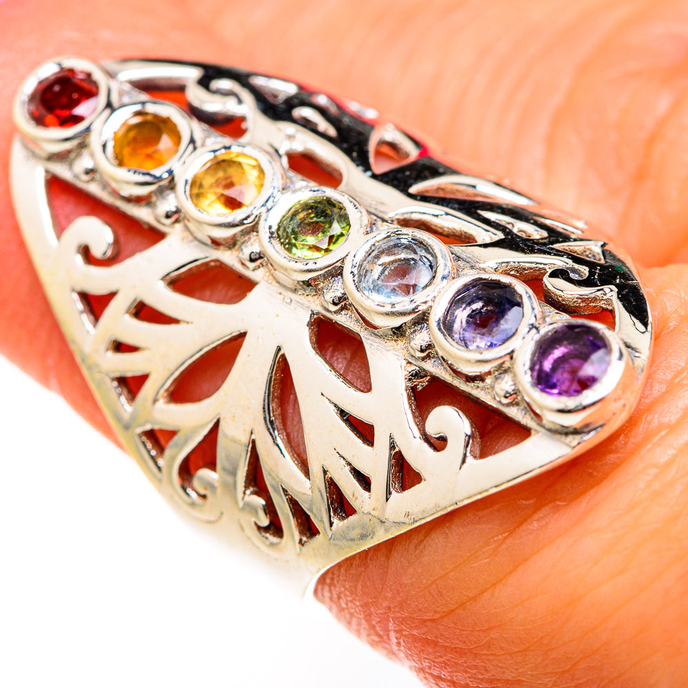 Multi-Stone Rainbow Chakra Rings handcrafted by Ana Silver Co - RING127527