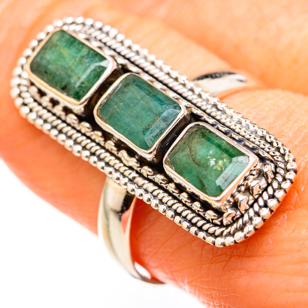 Zambian Emerald Rings handcrafted by Ana Silver Co - RING127538
