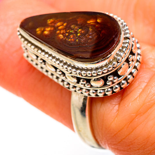 Mexican Fire Agate Rings handcrafted by Ana Silver Co - RING127540