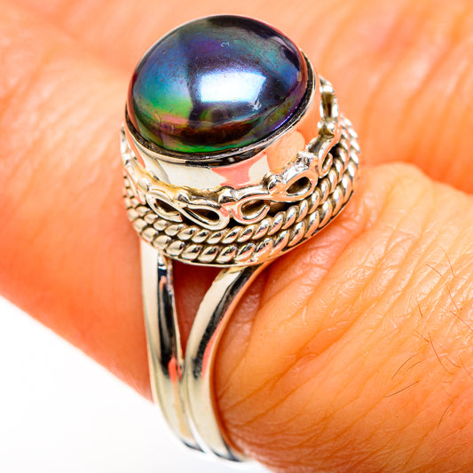 Titanium Pearl Rings handcrafted by Ana Silver Co - RING127567