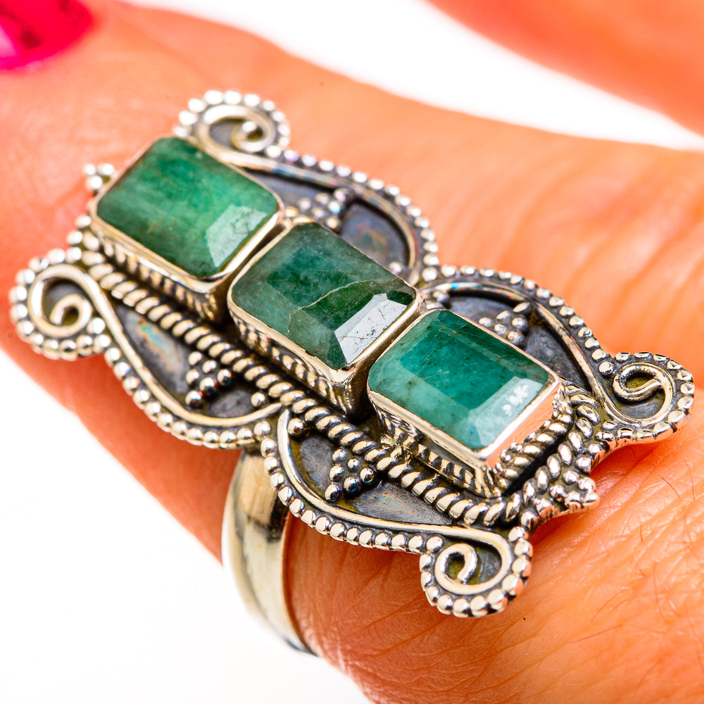 Zambian Emerald Rings handcrafted by Ana Silver Co - RING127581