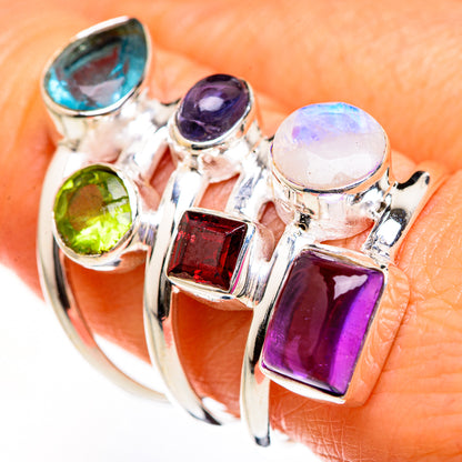 Rainbow Moonstone Rings handcrafted by Ana Silver Co - RING127589